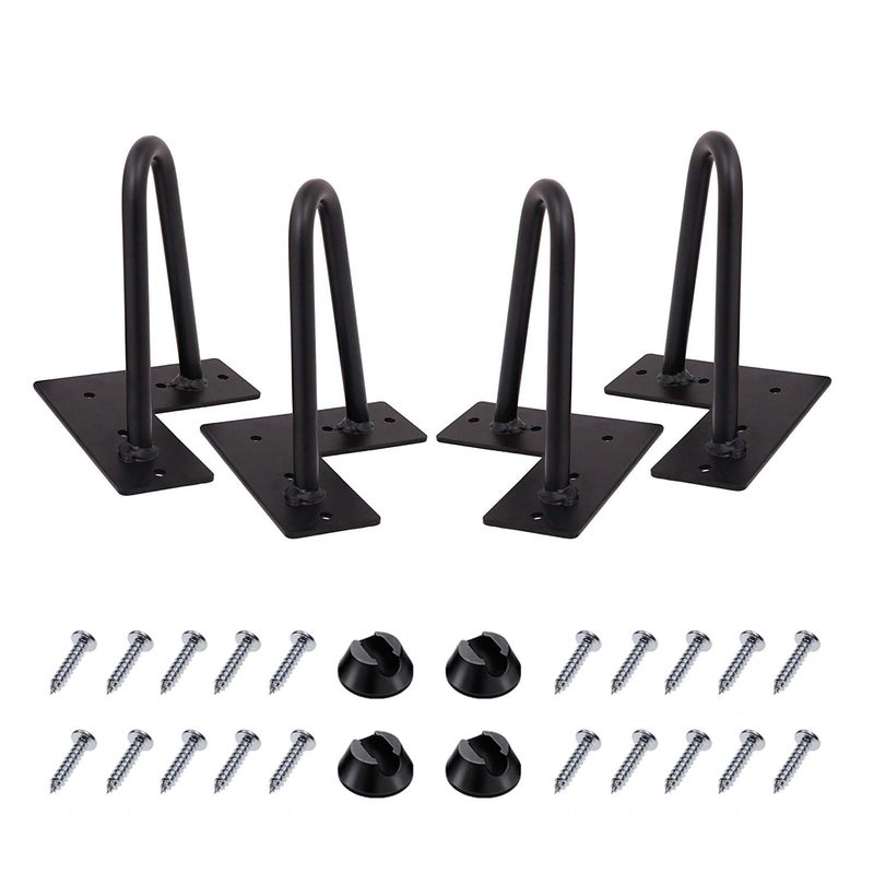 MSOBAIW Hairpin Legs 8 Inch Set of 4, DIY Furniture Metal Table Legs Perfect for Cabinet, Wardrobe, TV Cabinets, Drawers, Nightstand, 3/8 Inch Diameter Satin Two Rods - Image 1